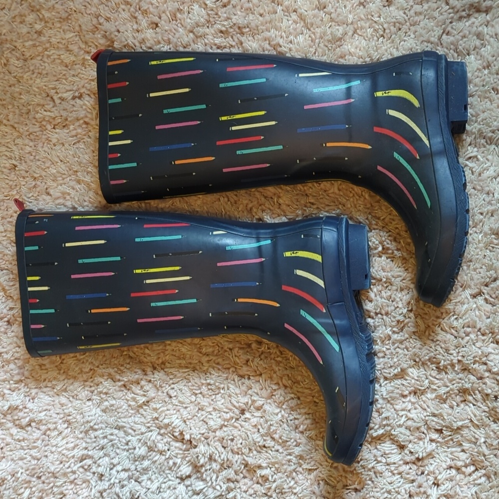 Anthropologie Blue Multi-Color Rain Boots - Picture 3 of 5